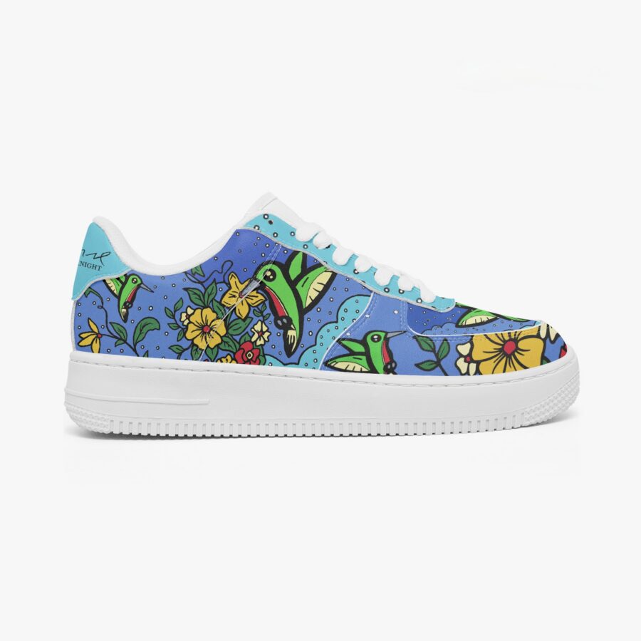 The Hummingbird Effect full-color custom sneaker — outside view