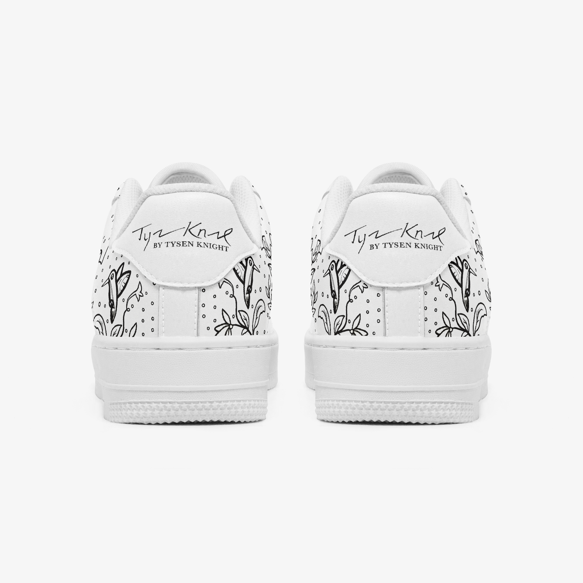 The Hummingbird Effect interactive outline custom sneakers — back view
