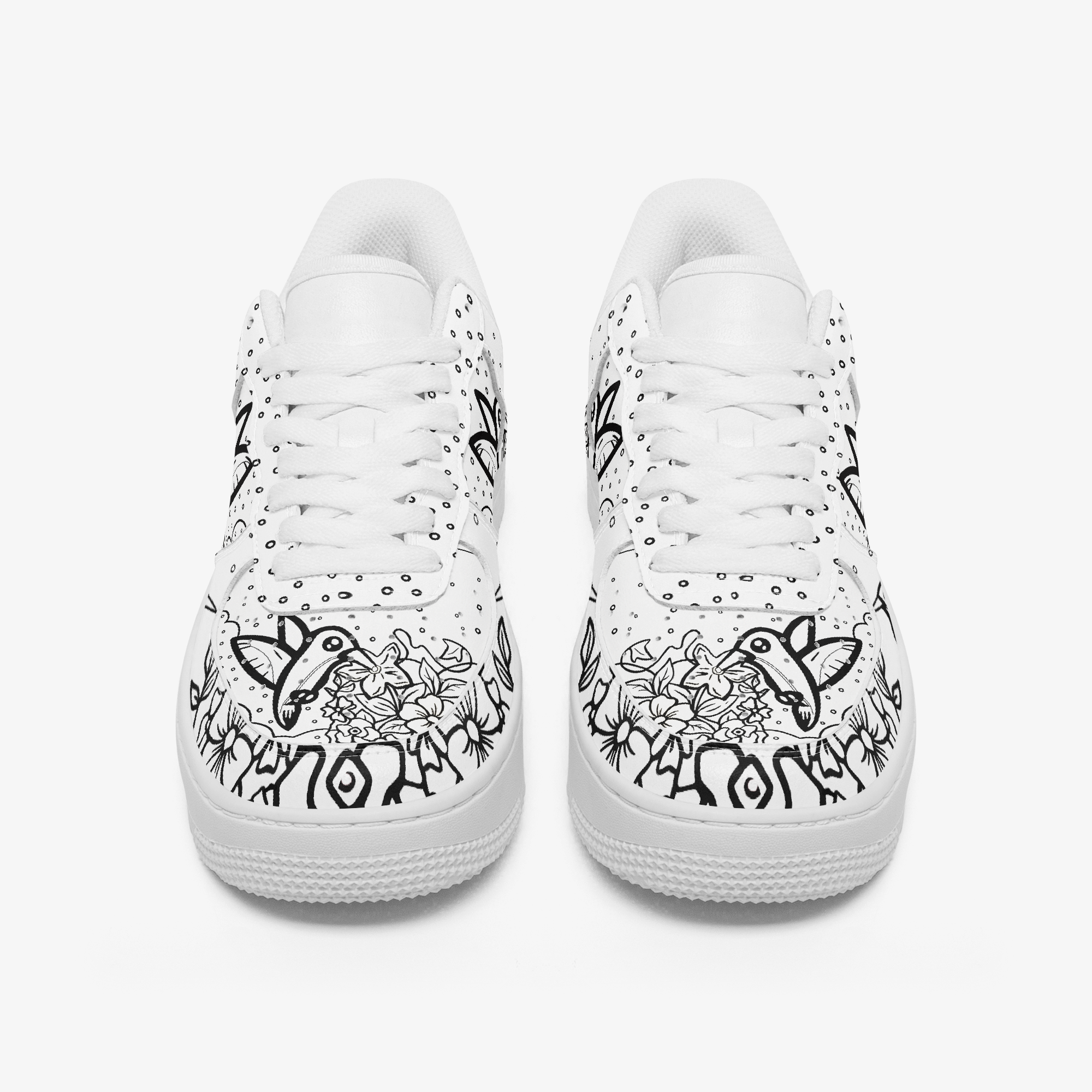 The Hummingbird Effect interactive outline custom sneakers — front view