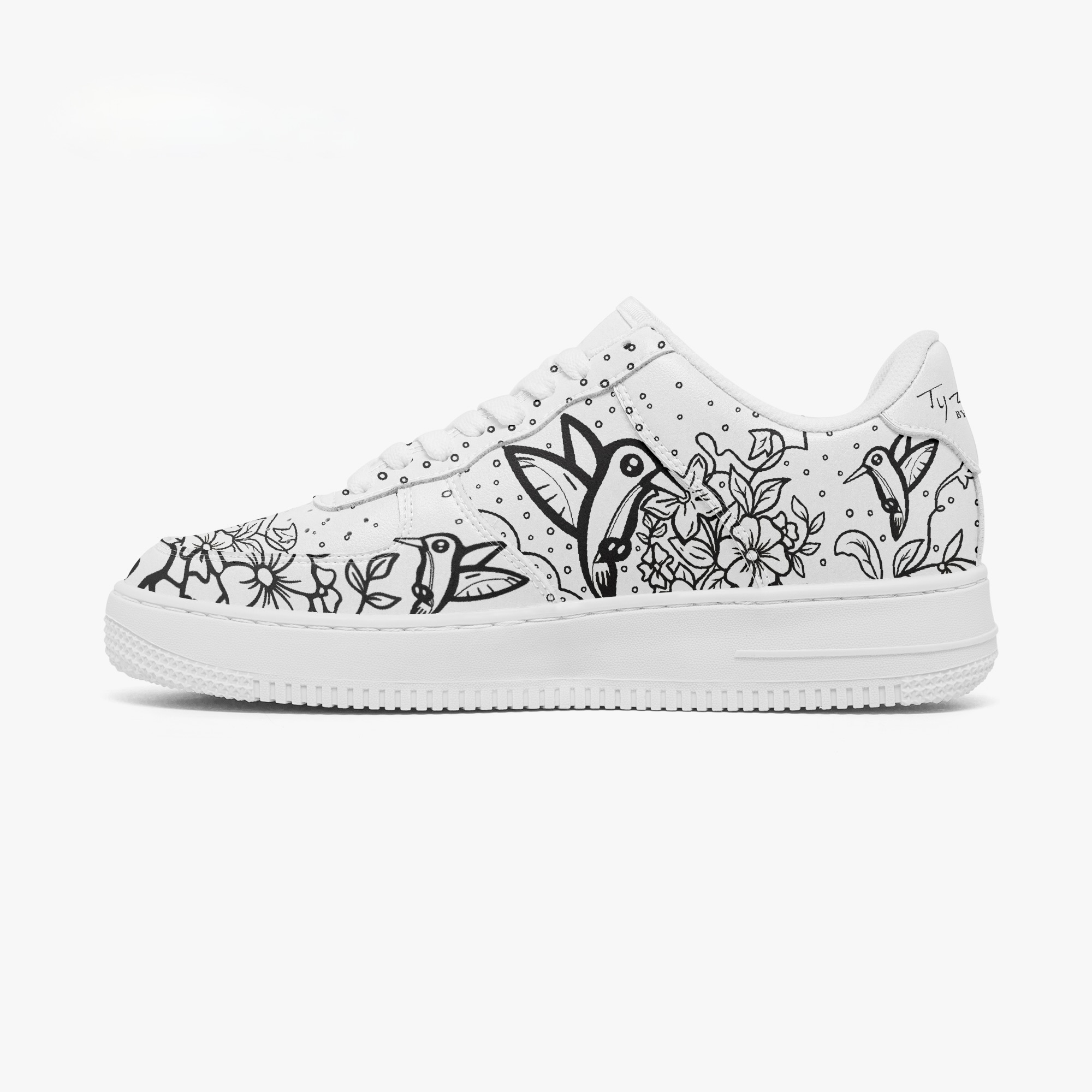The Hummingbird Effect interactive outline custom sneakers — opposite-side view