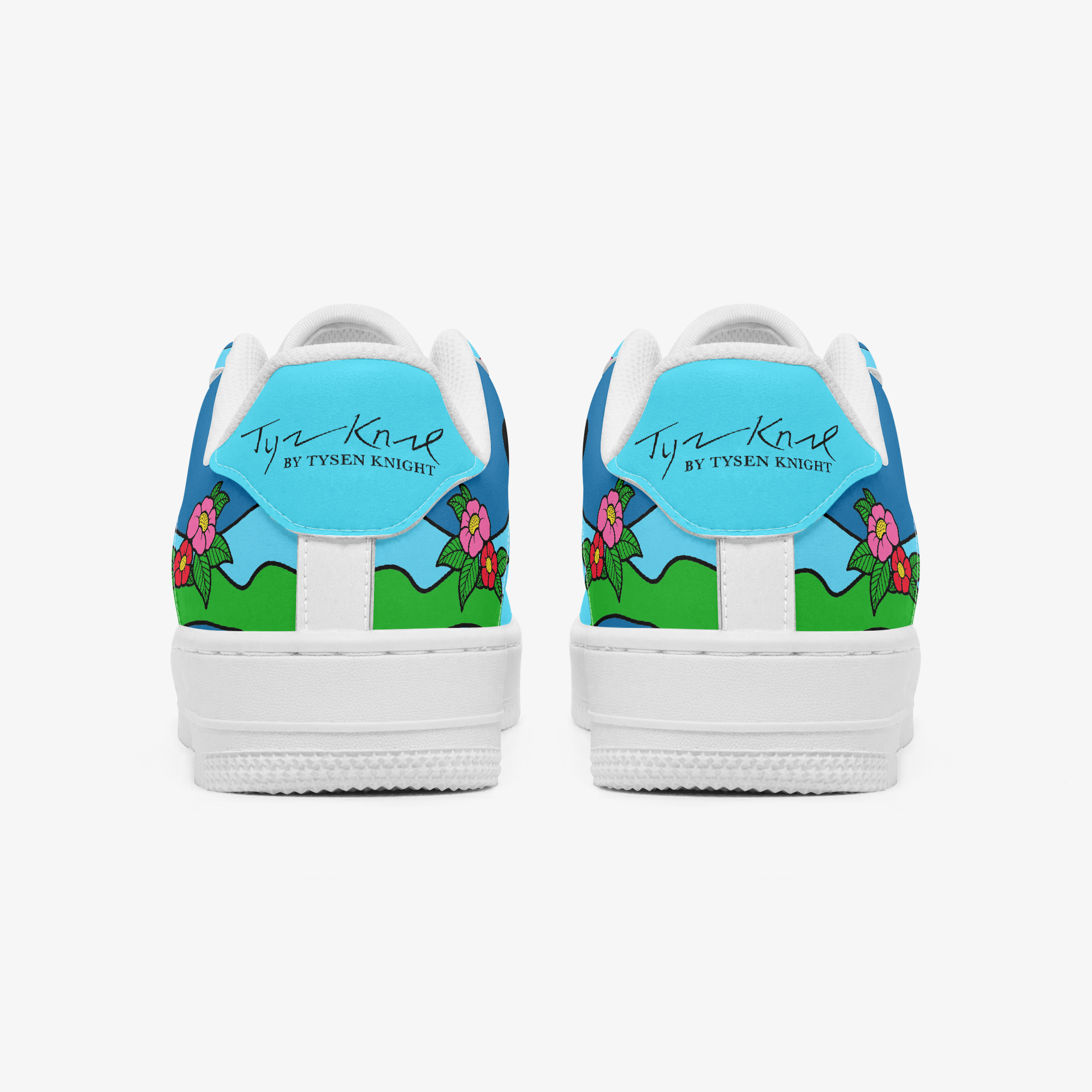 Blooming Mindset full-color custom sneakers — back view