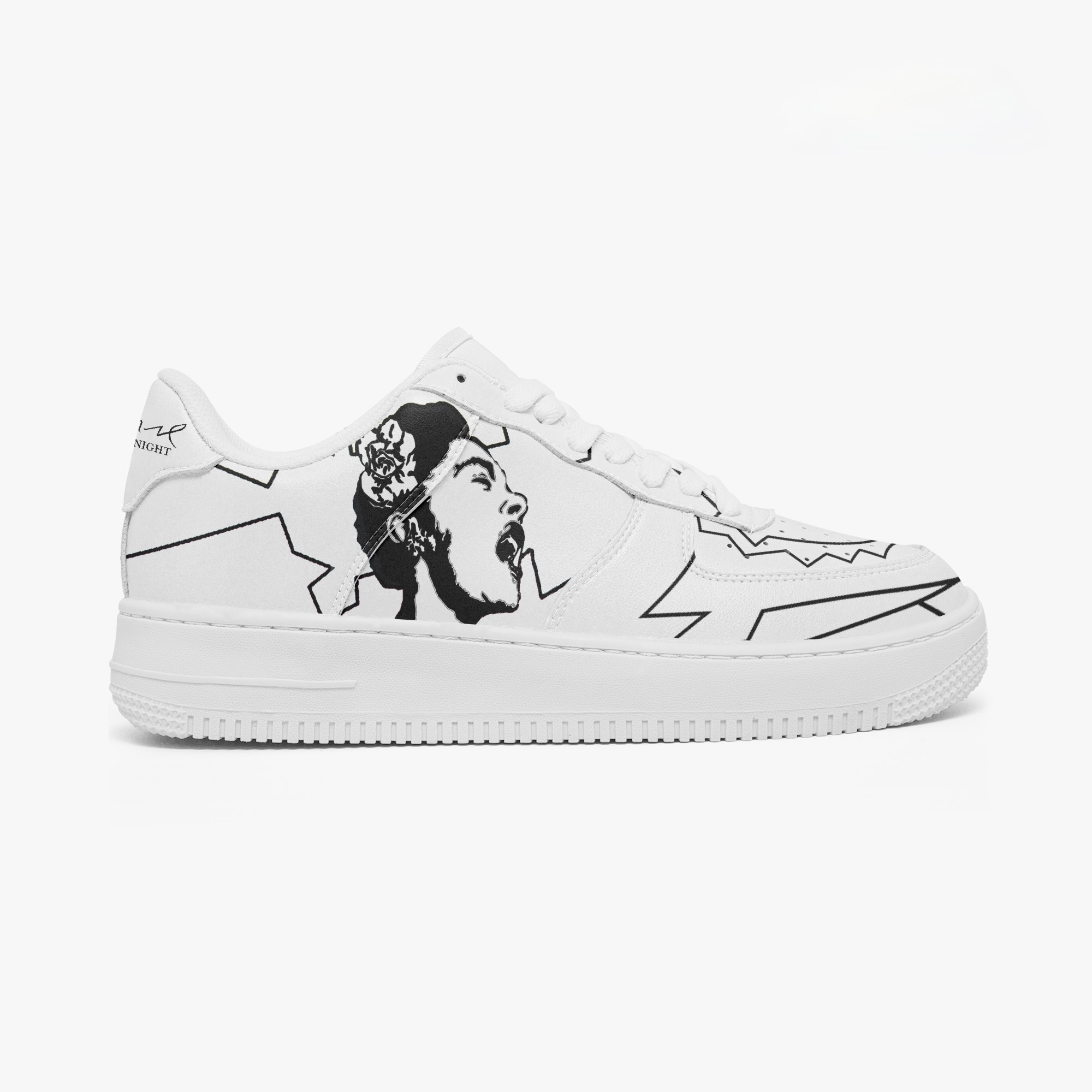 The Voice Within interactive outline custom sneakers — outside view
